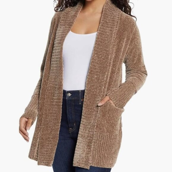 NEW Orvis Womens Open Front Cardigan Sweater S Light Brown Polyester// 26CT - Picture 1 of 8